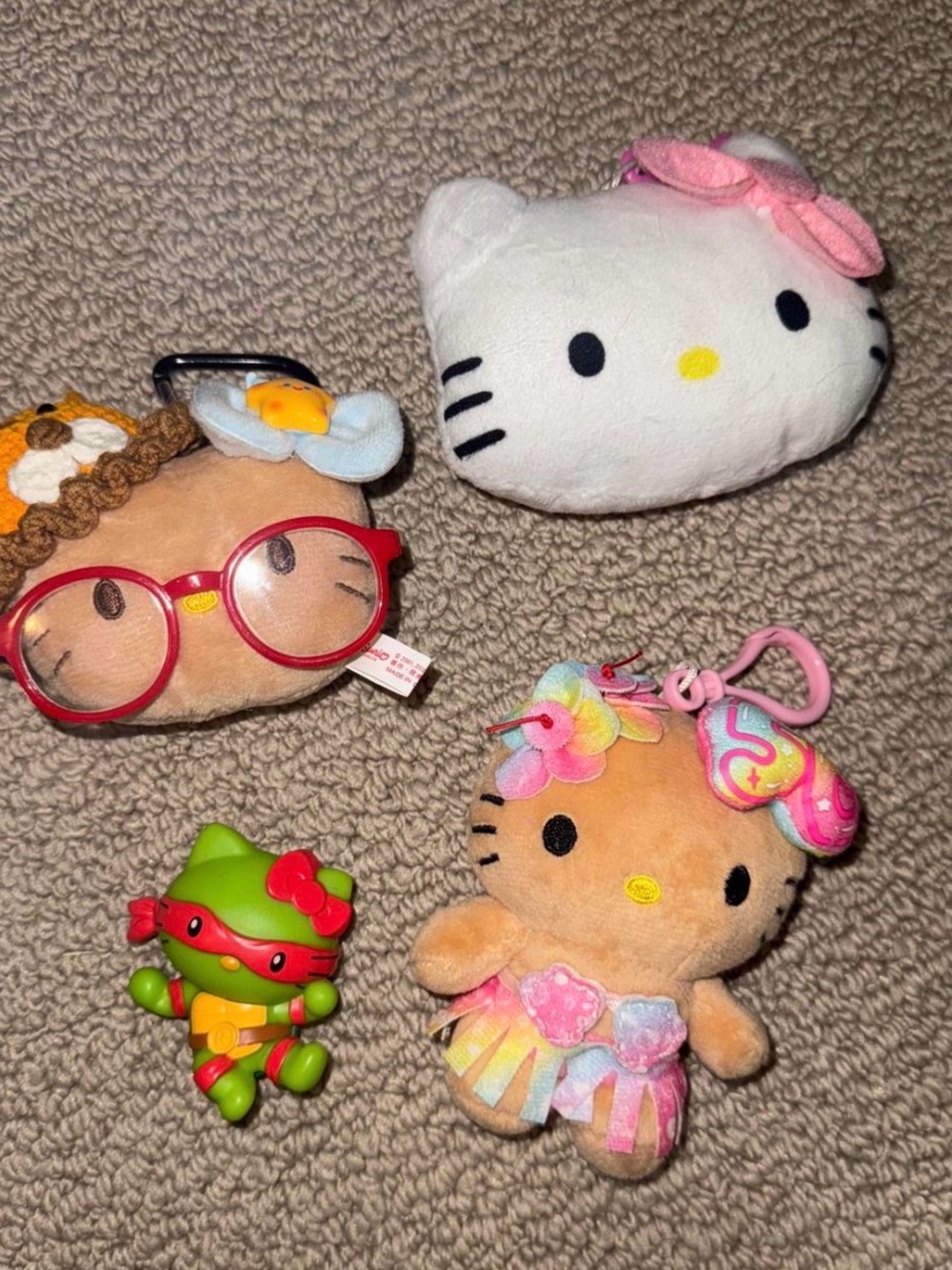 Hello Kitty Plush Keychain Collection - Pink, White, Green, Tan